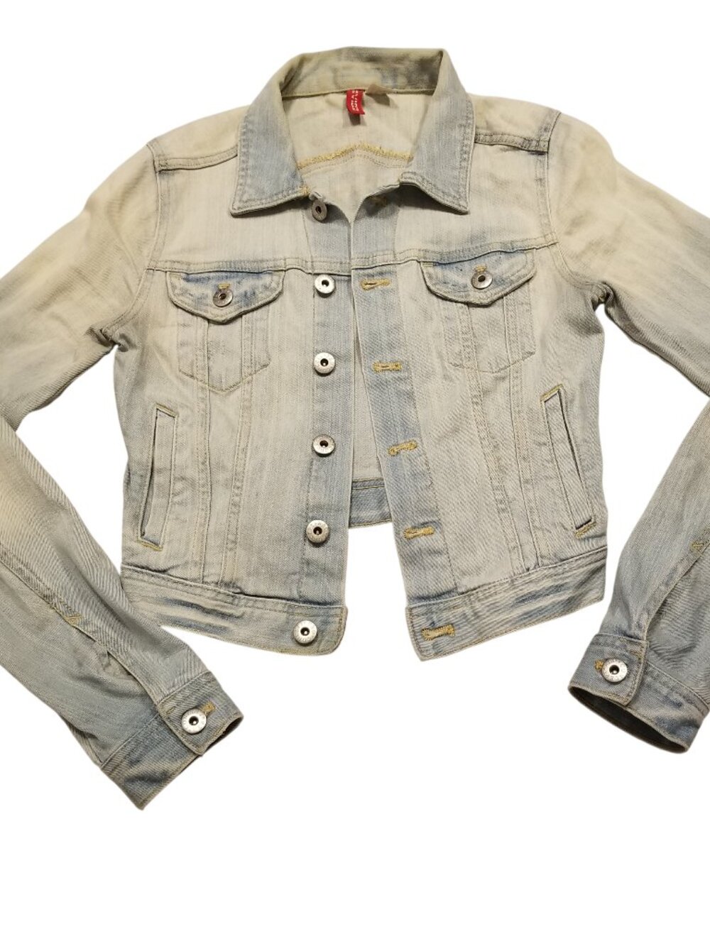 Light Wash Denim Jacket US 4 Cropped Fitted Divided H&M X-Small Women's Top